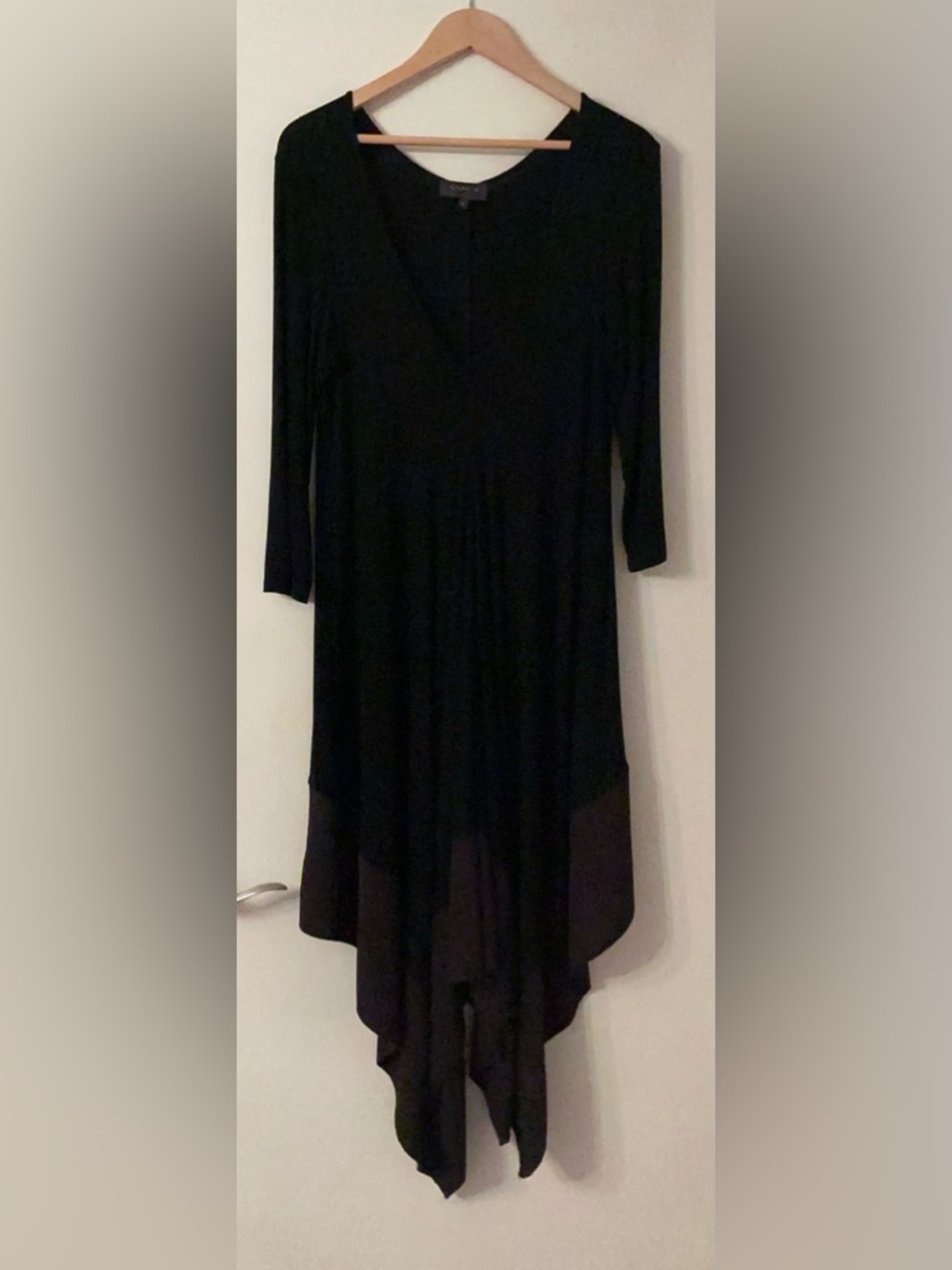 Gracia Black Asymmetrical Handkerchief Hem Dress